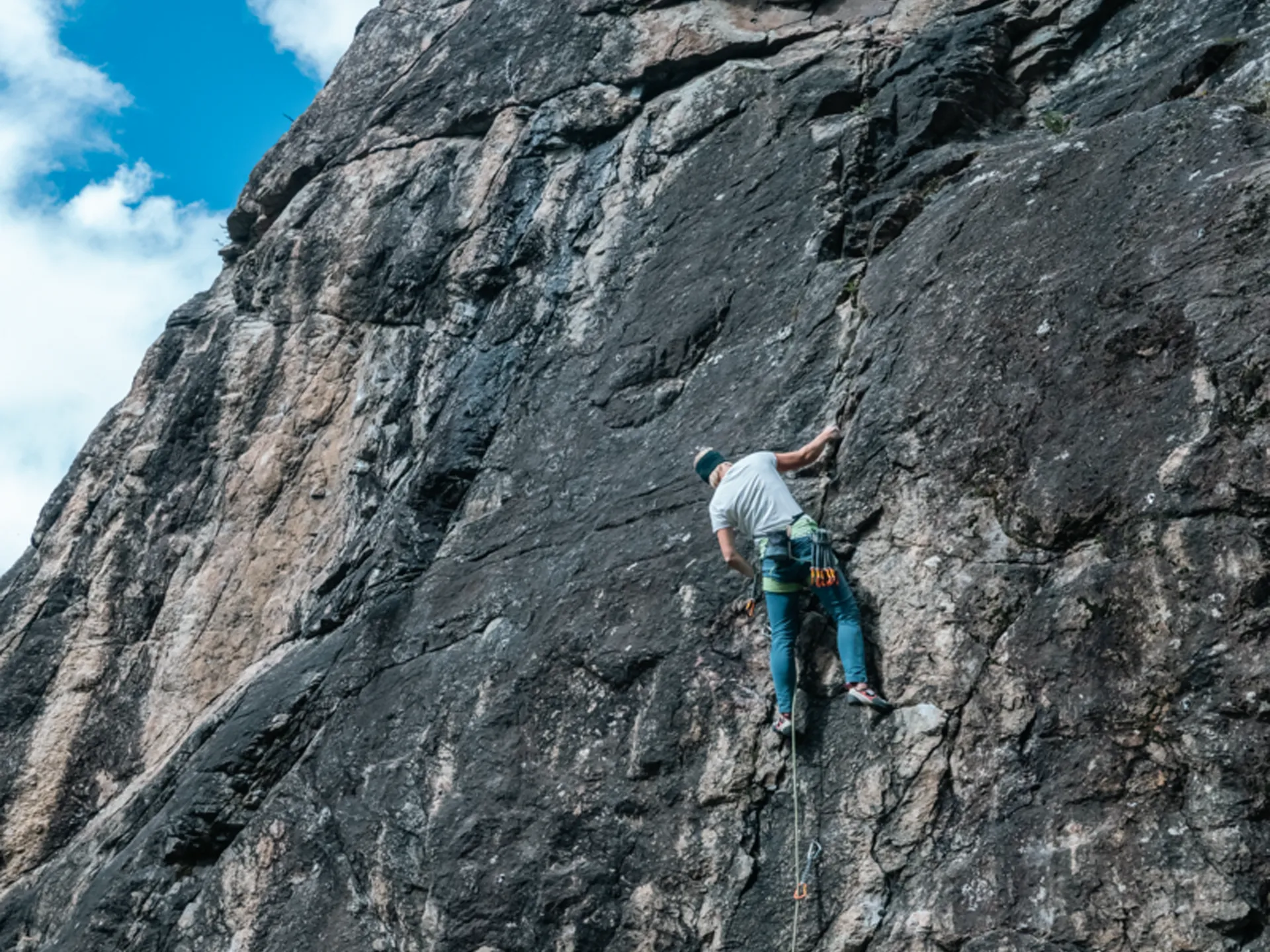 Gasthof Weisskugel: your walking holiday in the Austrian Alps Climber on rock face secured by a person belaying below